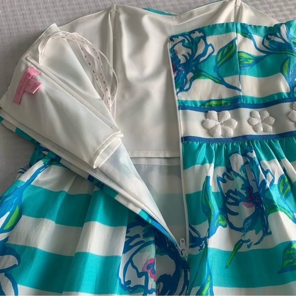 Lilly Pulitzer Strapless dress womens 0 Langley style Shorley Blue corset summer - Picture 6 of 12
